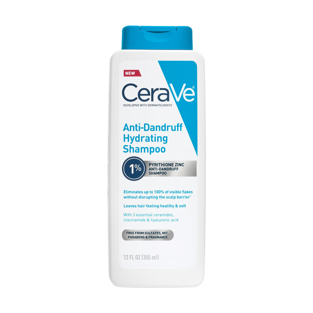 CeraVe Hydrating Anti Dandruff Shampoo, 1% Pyrithione Zinc Dandruff Treatment With Ceramides, Niacinamide & Hyaluronic Acid, Helps Eliminate Flakes - FENGGESTORE20