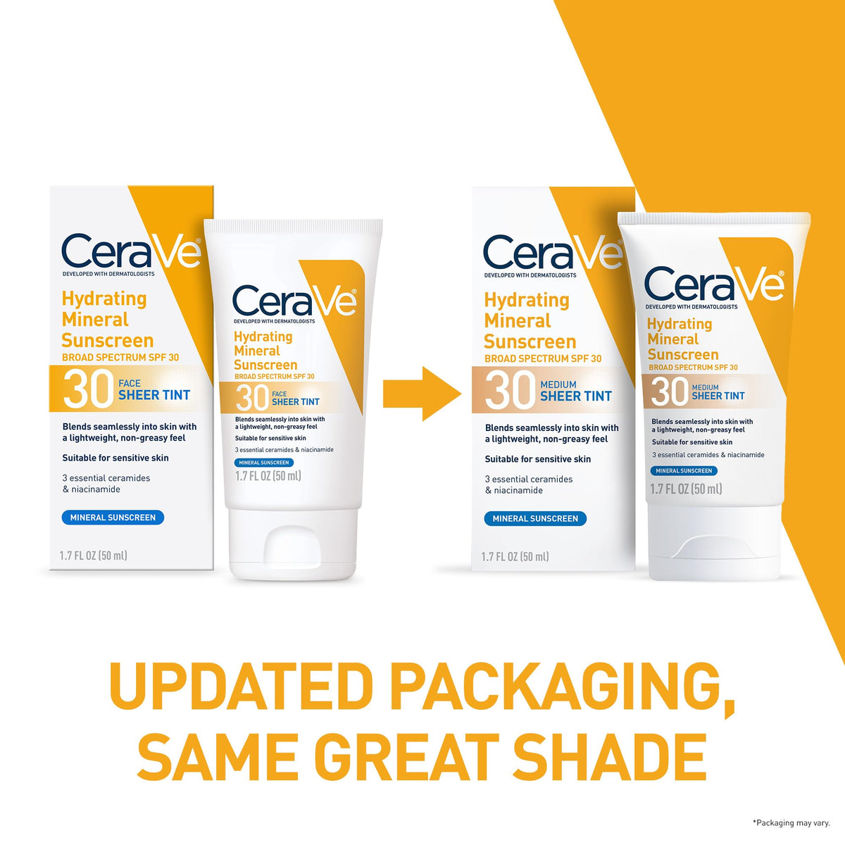 CeraVe Hydrating Mineral Sunscreen SPF 30 with Sheer Tint, Tinted Mineral Sunscreen with Zinc Oxide & Titanium Dioxide - FENGGESTORE20