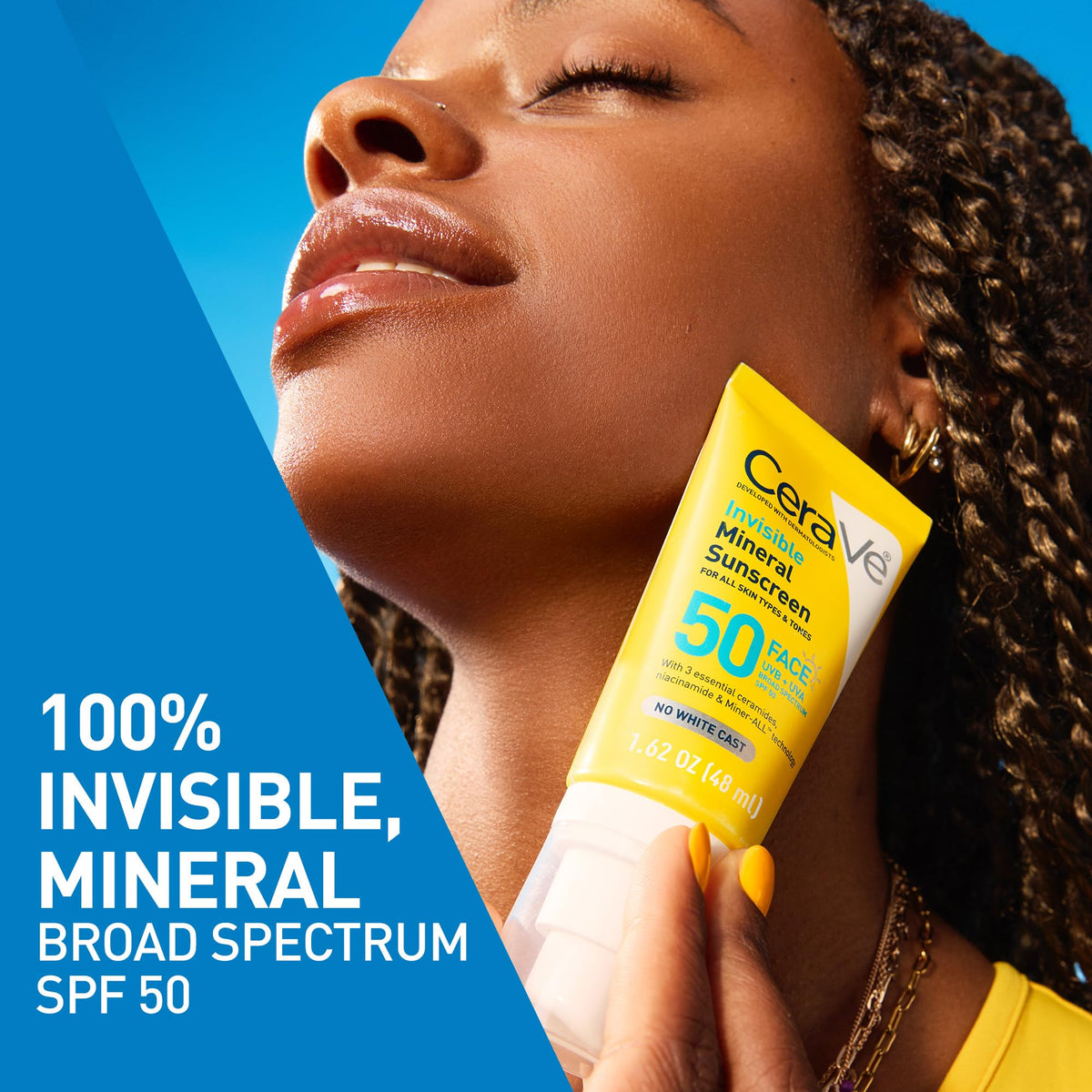 CeraVe Invisible Mineral Sunscreen SPF 50, Face Sunscreen for Sensitive Skin With Zinc Oxide & Titanium Dioxide, Vitamin E - FENGGESTORE20