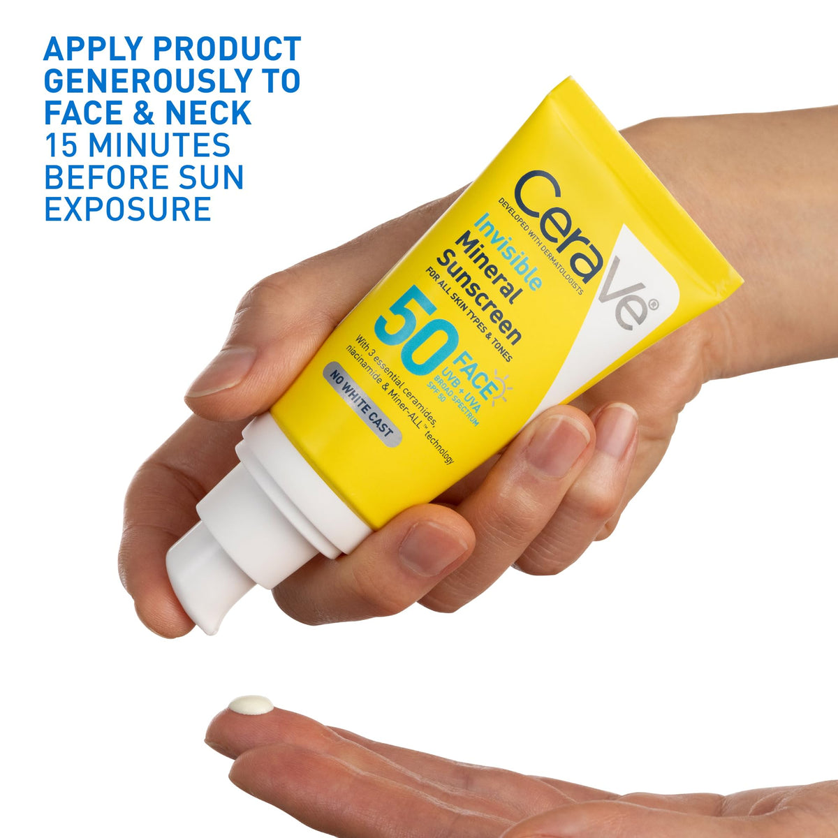 CeraVe Invisible Mineral Sunscreen SPF 50, Face Sunscreen for Sensitive Skin With Zinc Oxide & Titanium Dioxide, Vitamin E - FENGGESTORE20