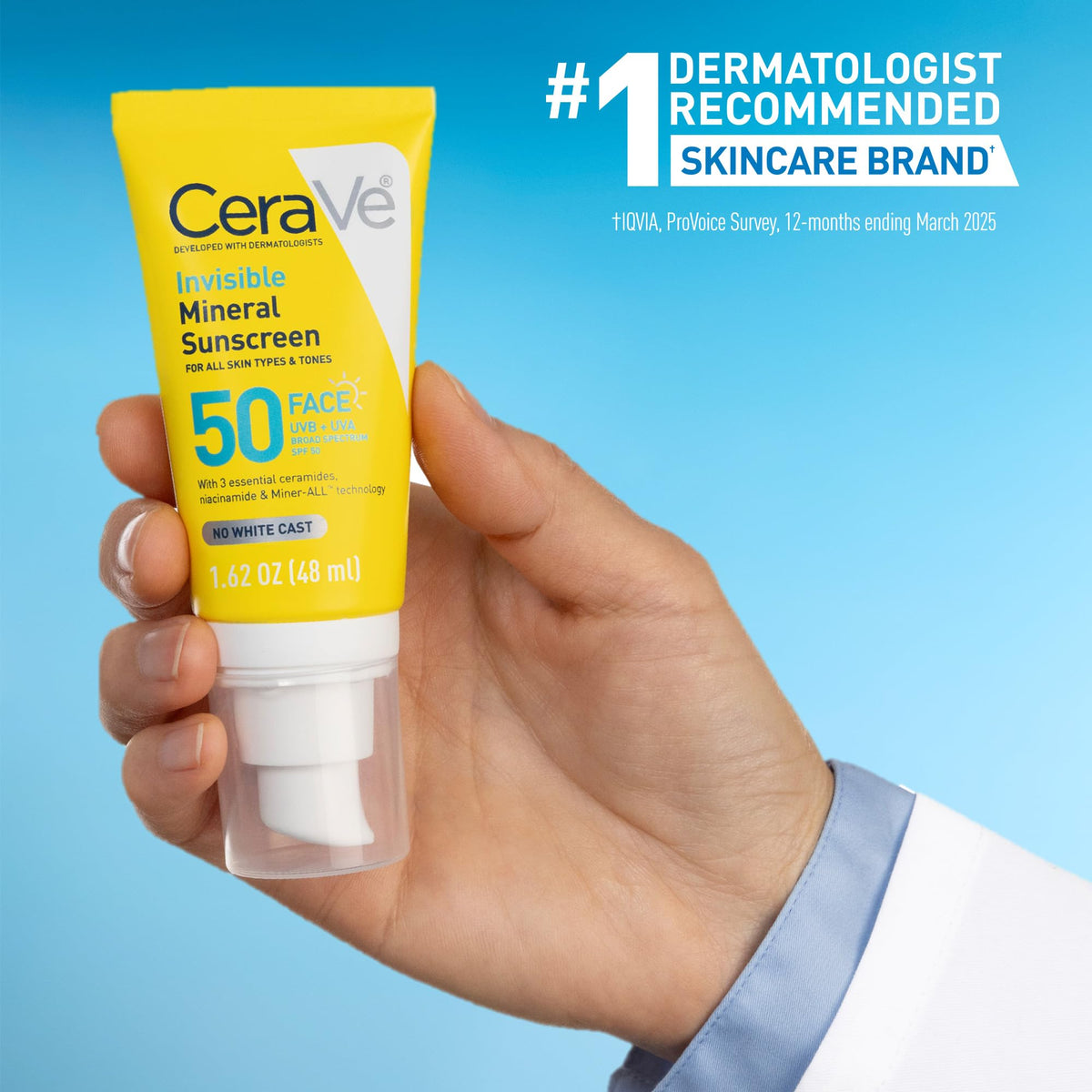 CeraVe Invisible Mineral Sunscreen SPF 50, Face Sunscreen for Sensitive Skin With Zinc Oxide & Titanium Dioxide, Vitamin E - FENGGESTORE20