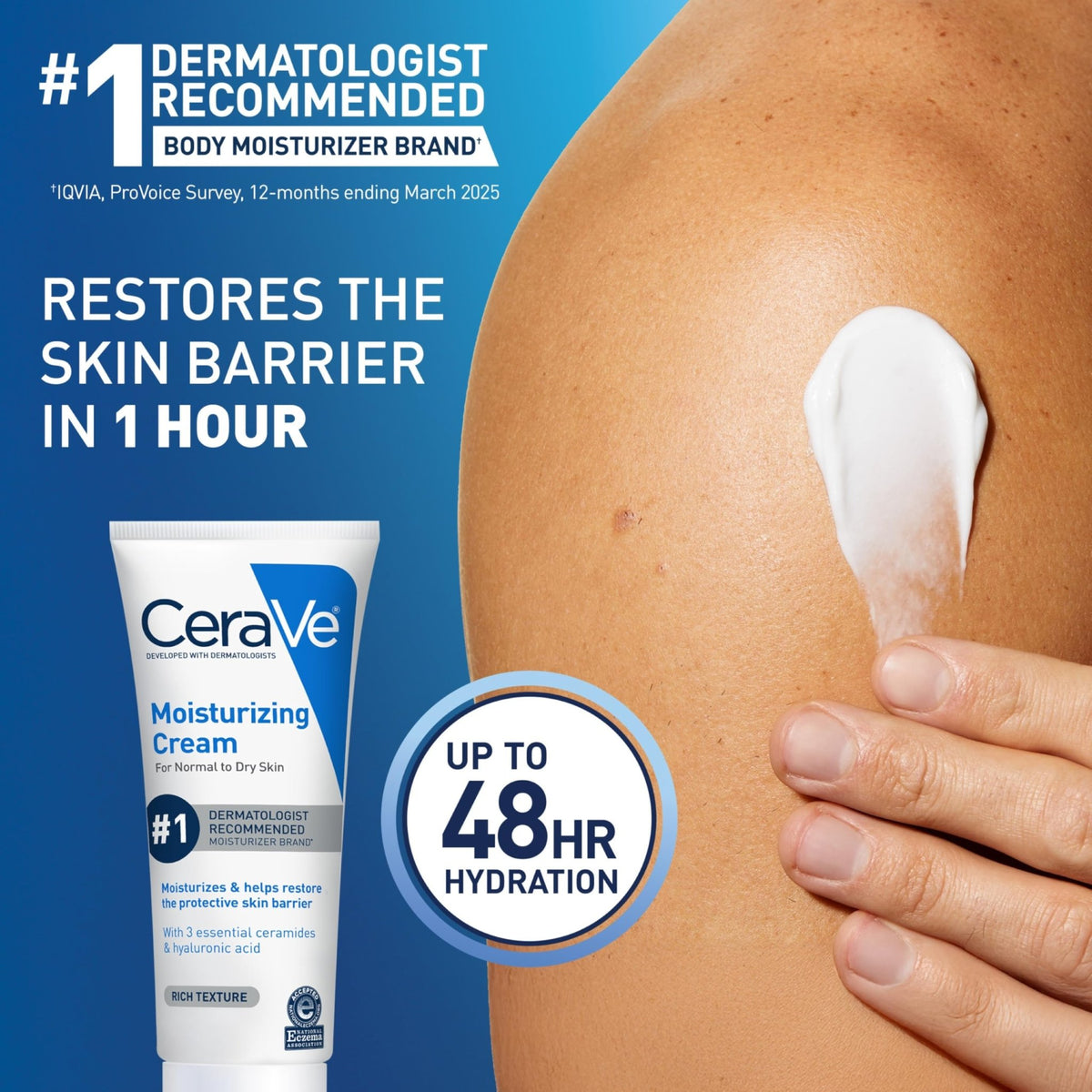 CeraVe Moisturizing Cream, Face Body Moisturizer, Normal to Dry Skin, 8 Fl Oz - FENGGESTORE20