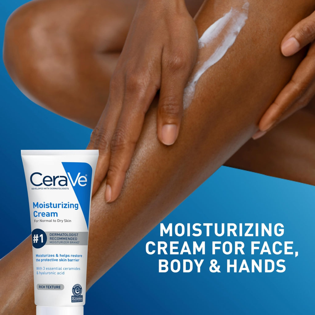 CeraVe Moisturizing Cream, Face Body Moisturizer, Normal to Dry Skin, 8 Fl Oz - FENGGESTORE20
