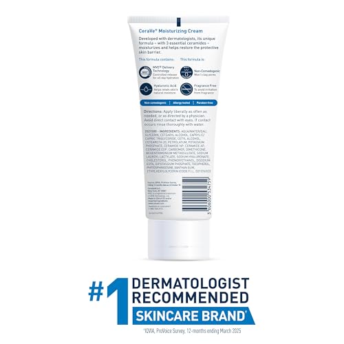 CeraVe Moisturizing Cream, Face Body Moisturizer, Normal to Dry Skin, 8 Fl Oz - FENGGESTORE20