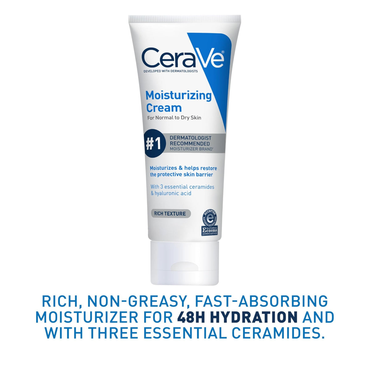 CeraVe Moisturizing Cream, Face Body Moisturizer, Normal to Dry Skin, 8 Fl Oz - FENGGESTORE20
