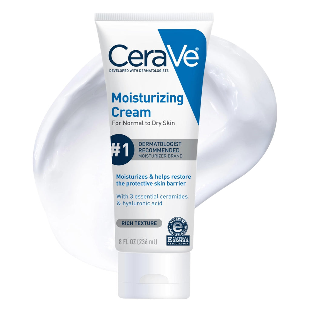 CeraVe Moisturizing Cream, Face Body Moisturizer, Normal to Dry Skin, 8 Fl Oz - FENGGESTORE20