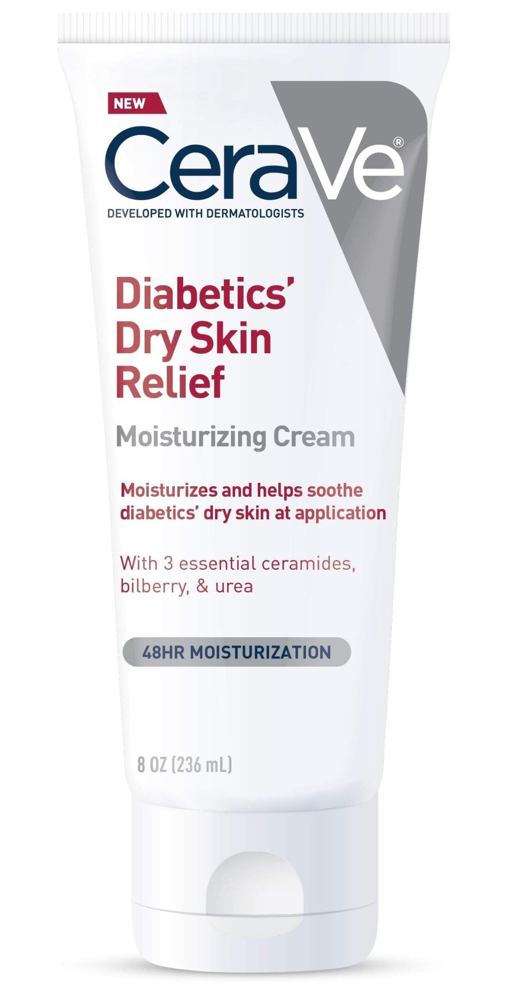 CeraVe Moisturizing Cream for Diabetics’ Dry Skin, Urea Cream with Bilberry for Face and Body, Fragrance Free - FENGGESTORE20