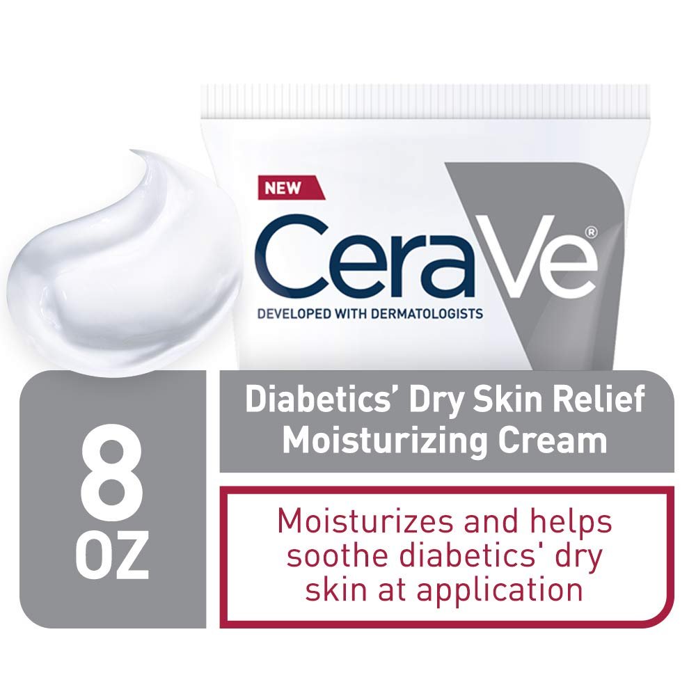 CeraVe Moisturizing Cream for Diabetics’ Dry Skin, Urea Cream with Bilberry for Face and Body, Fragrance Free - FENGGESTORE20
