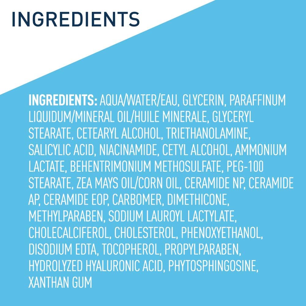 CeraVe Moisturizing Cream with Salicylic Acid, Exfoliating Body Cream with Lactic & Hyaluronic Acid, Niacinamide - FENGGESTORE20