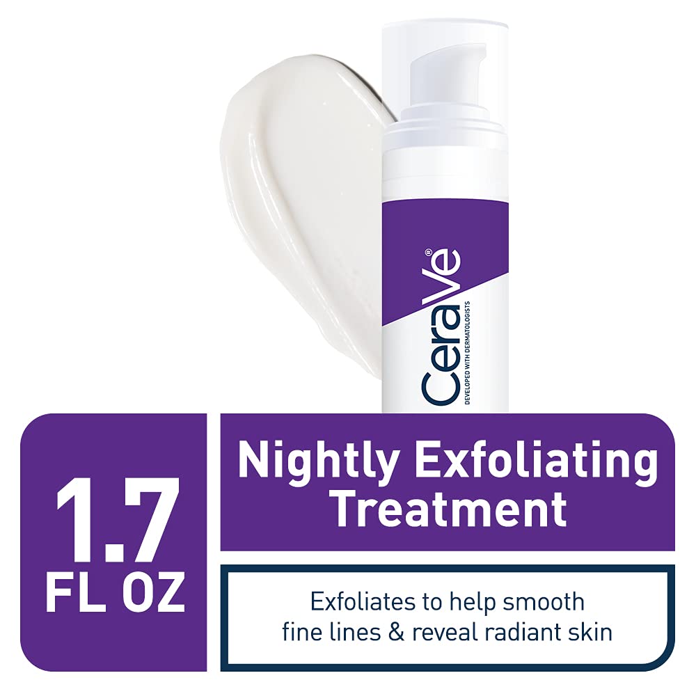 CeraVe Skin Renewing Nightly Exfoliating Treatment, Anti Aging Serum With 5% Blend Of Glycolic Acid & Lactic Acid - FENGGESTORE20