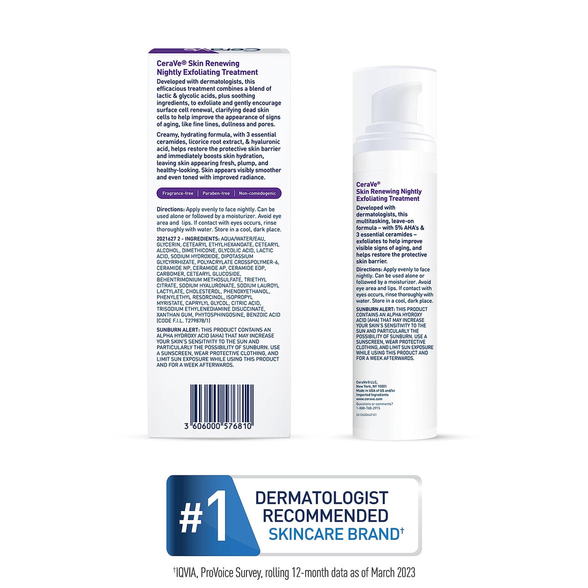 CeraVe Skin Renewing Nightly Exfoliating Treatment, Anti Aging Serum With 5% Blend Of Glycolic Acid & Lactic Acid - FENGGESTORE20