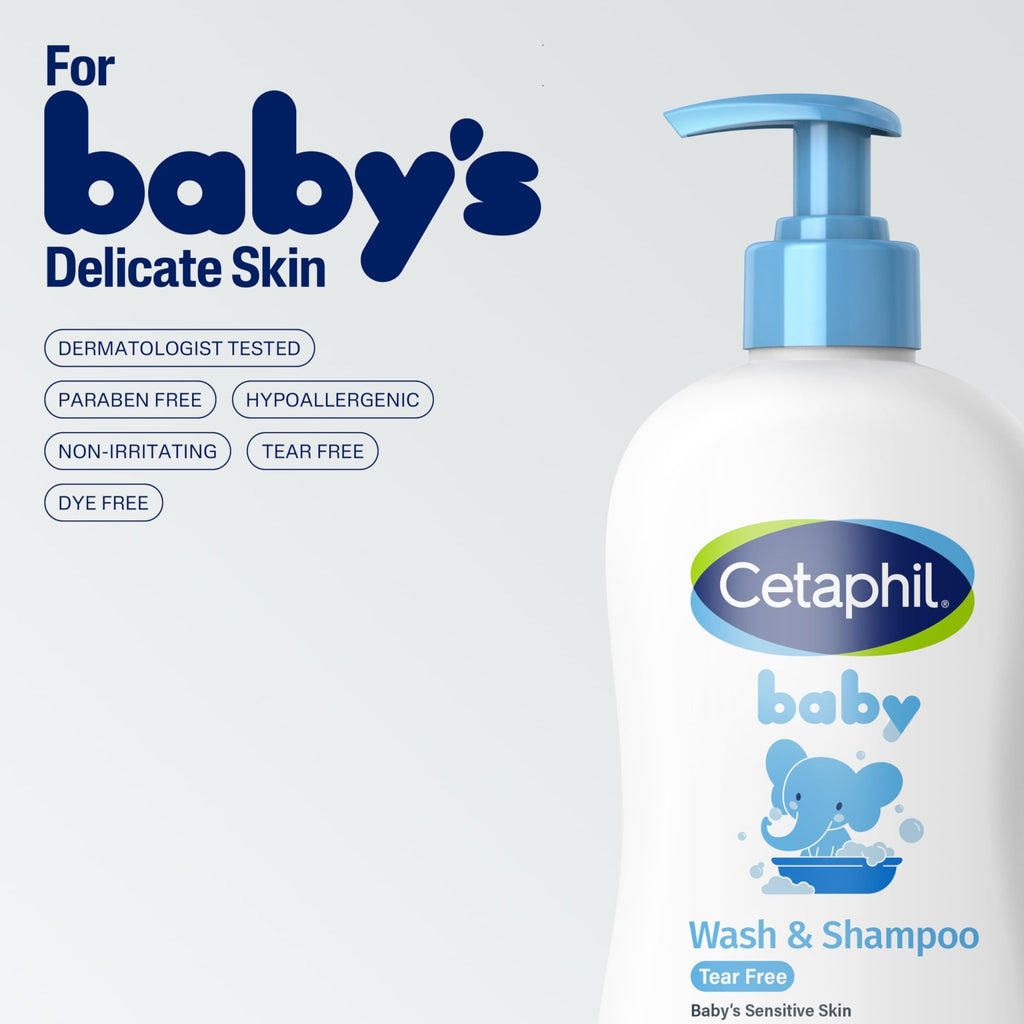 Cetaphil Baby Wash & Shampoo, 13.5oz Pack of 2, Hypoallergenic, Gentle Enough for Everyday Use, Soap Free - FENGGESTORE20