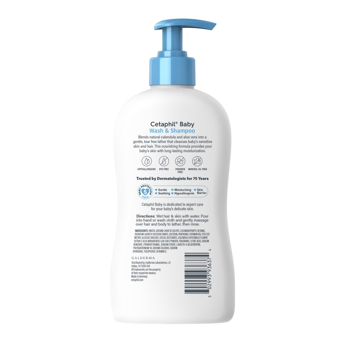 Cetaphil Baby Wash & Shampoo, 13.5oz Pack of 2, Hypoallergenic, Gentle Enough for Everyday Use, Soap Free - FENGGESTORE20