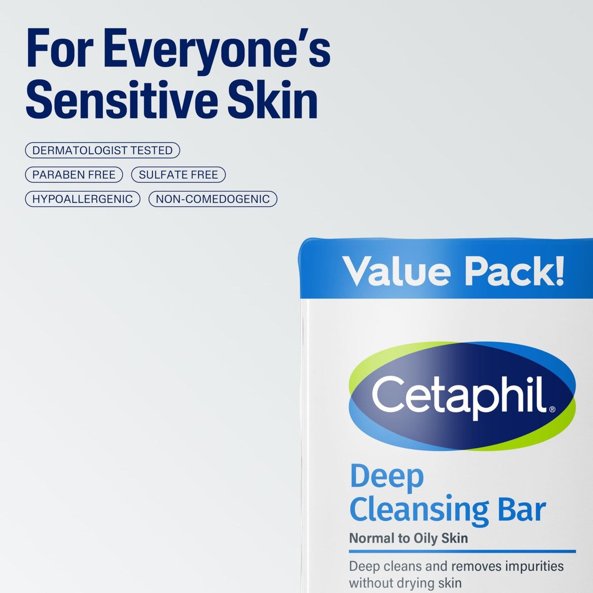 Cetaphil Bar Soap, Deep Cleansing Face and Body Bar, Pack of 3, For Dry to Normal, Sensitive Skin, Soap Free, Hypoallergenic, Paraben Free - FENGGESTORE20