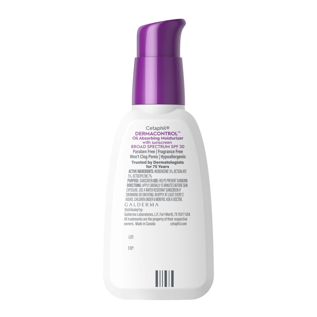Cetaphil DermaControl Oil Absorbing Moisturizer with SPF 30, For Sensitive, Oily Skin, 4 Fl oz, Absorbs Oil - FENGGESTORE20