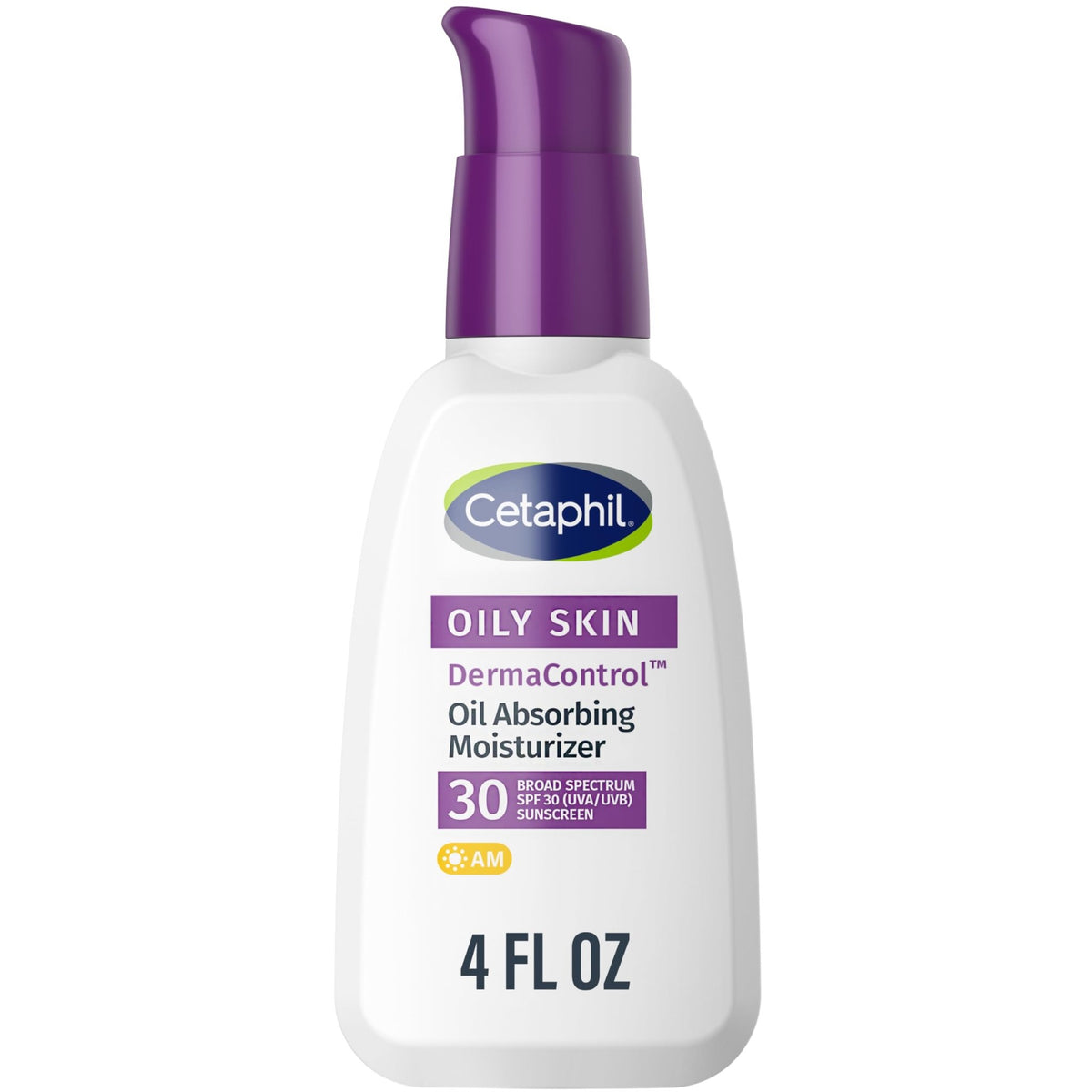 Cetaphil DermaControl Oil Absorbing Moisturizer with SPF 30, For Sensitive, Oily Skin, 4 Fl oz, Absorbs Oil - FENGGESTORE20