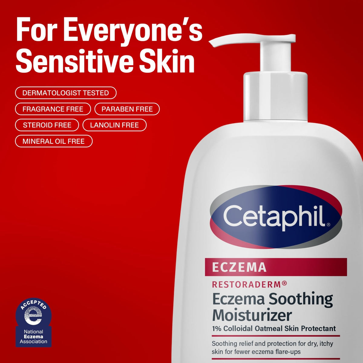 CETAPHIL ECZEMA RESTORADERM Soothing Moisturizer, For Eczema Prone Skin, 16 oz, Fewer Symptom Flare-Ups, 48 Hour Hydration, 1% Skin Protectant - FENGGESTORE20