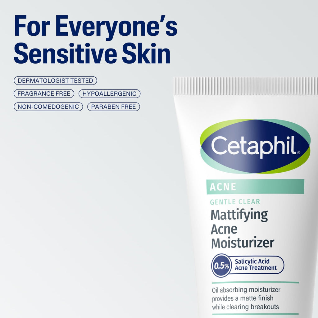 Cetaphil Face Moisturizer, Gentle Clear Mattifying Acne Moisturizer With 0.5% Salicylic Acid - FENGGESTORE20
