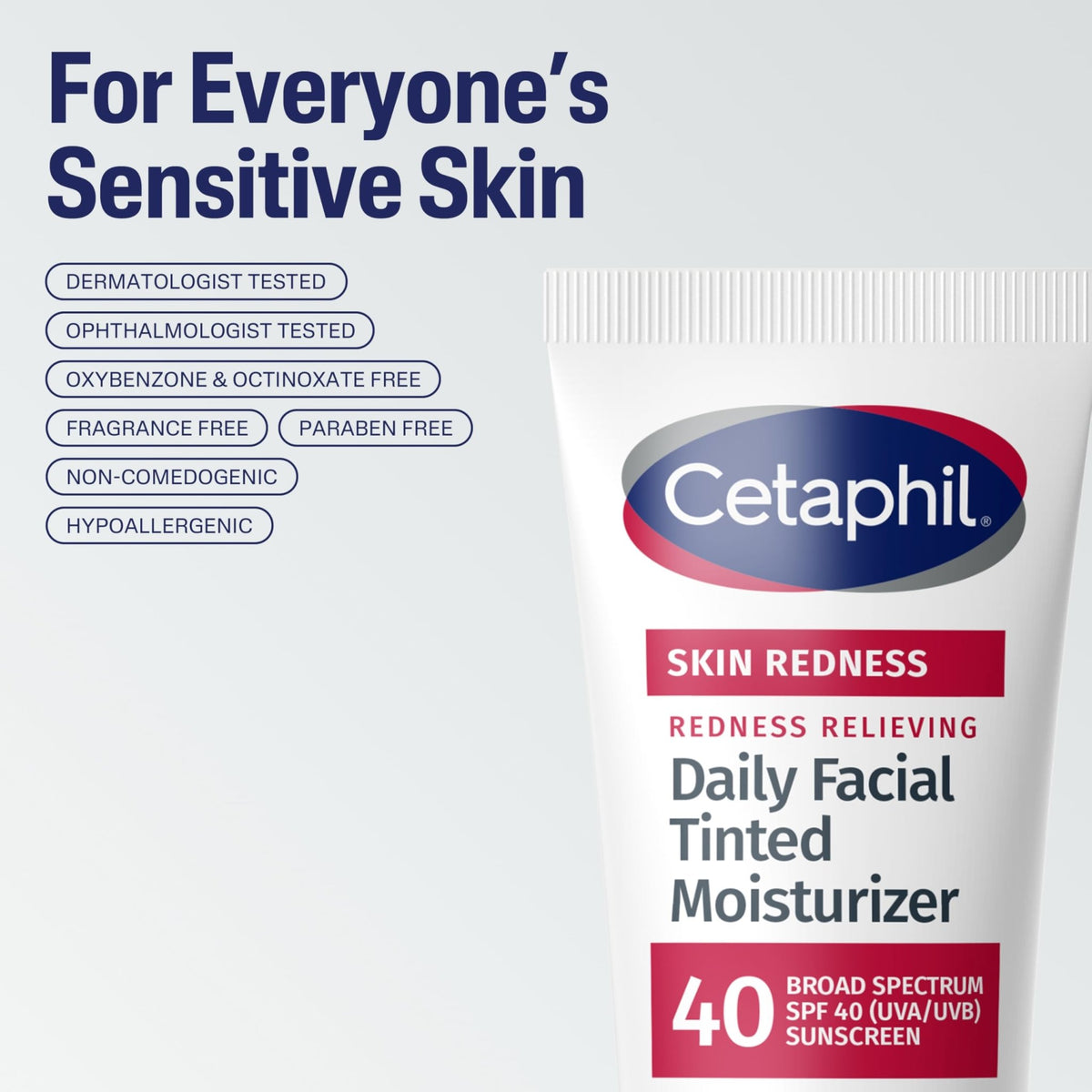 CETAPHIL Redness Relieving Daily Facial Moisturizer SPF 40, 1.7 fl oz, Broad spectrum Sunscreen, Neutral Tint, For Redness-Prone Skin - FENGGESTORE20