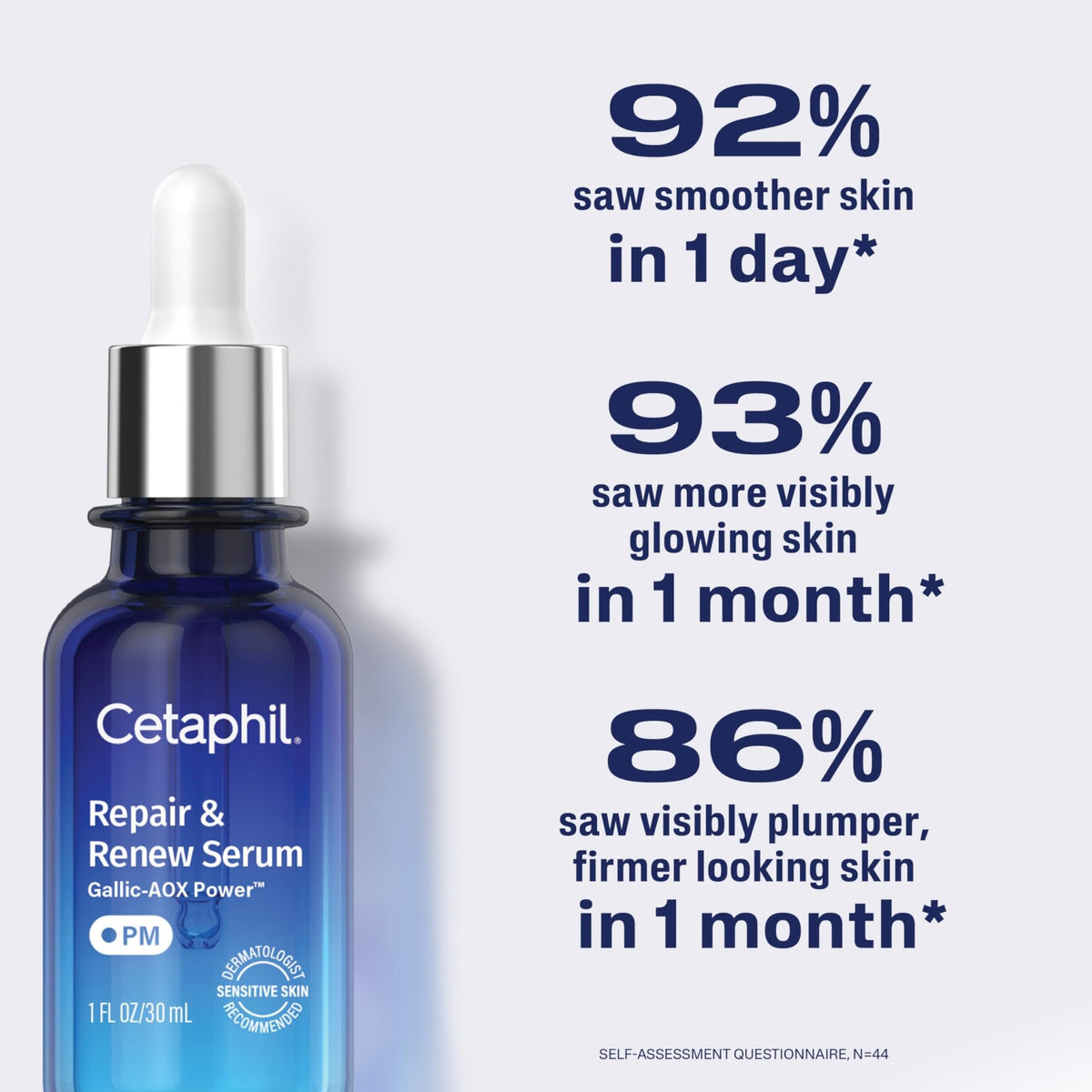 CETAPHIL Repair & Renew Night Serum for Stressed Sensitive Skin with Gallic Acid & Vitamin E, PM Face Serum, Repairs Skin Barrier Overnight - FENGGESTORE20
