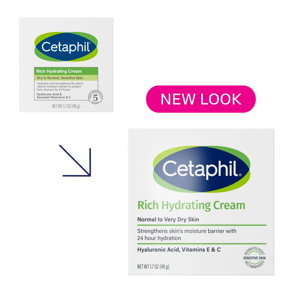 CETAPHIL Rich Hydrating Night Cream For Face, With Hyaluronic Acid, 1.7 oz, Moisturizing Cream For Dry To Very Dry Skin - FENGGESTORE20