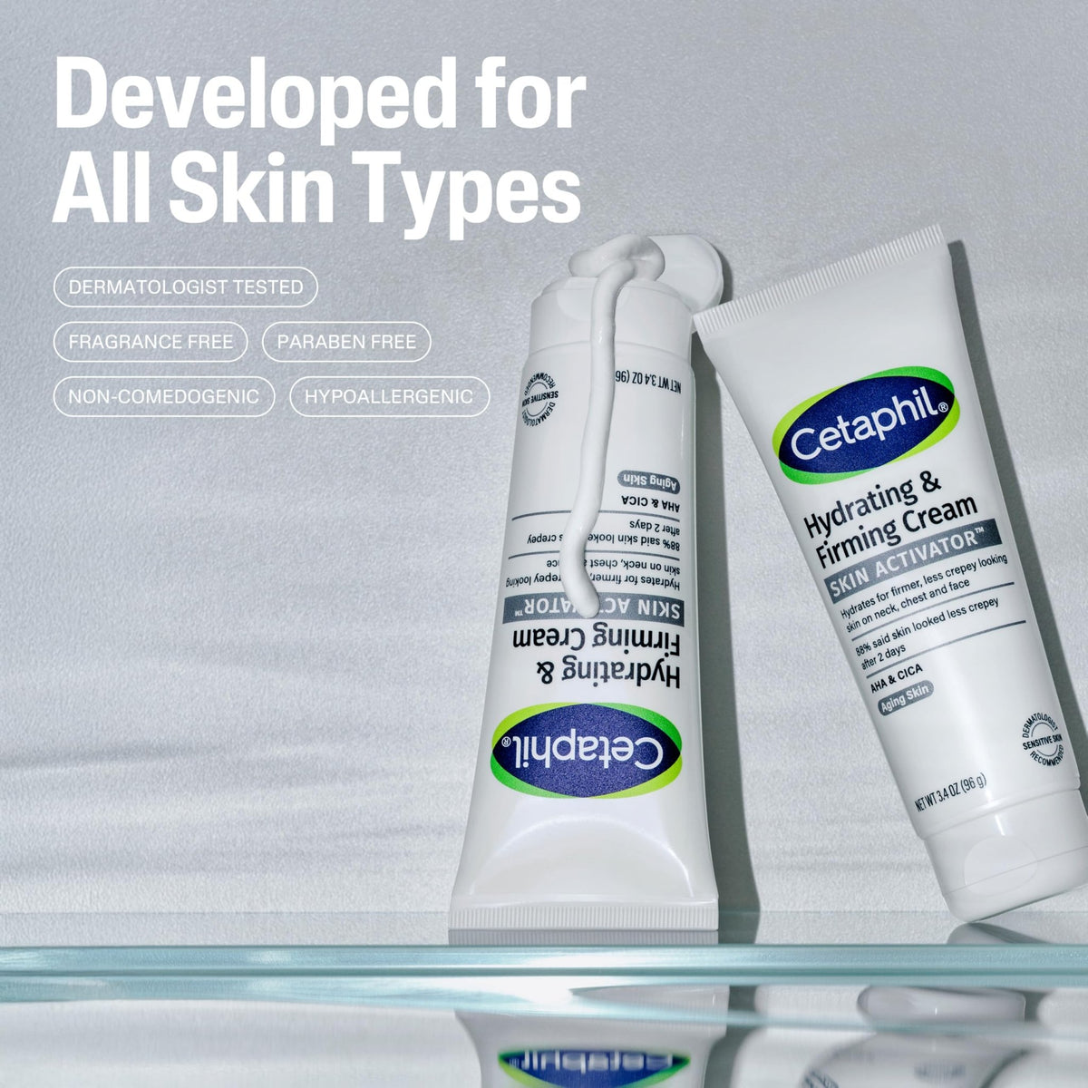 Cetaphil Skin Activator Hydrating & Firming Cream For Face, Neck & Chest 3.4 oz, Mandelic Acid (AHA) and Centella Asiatica (CICA) Cream - FENGGESTORE20