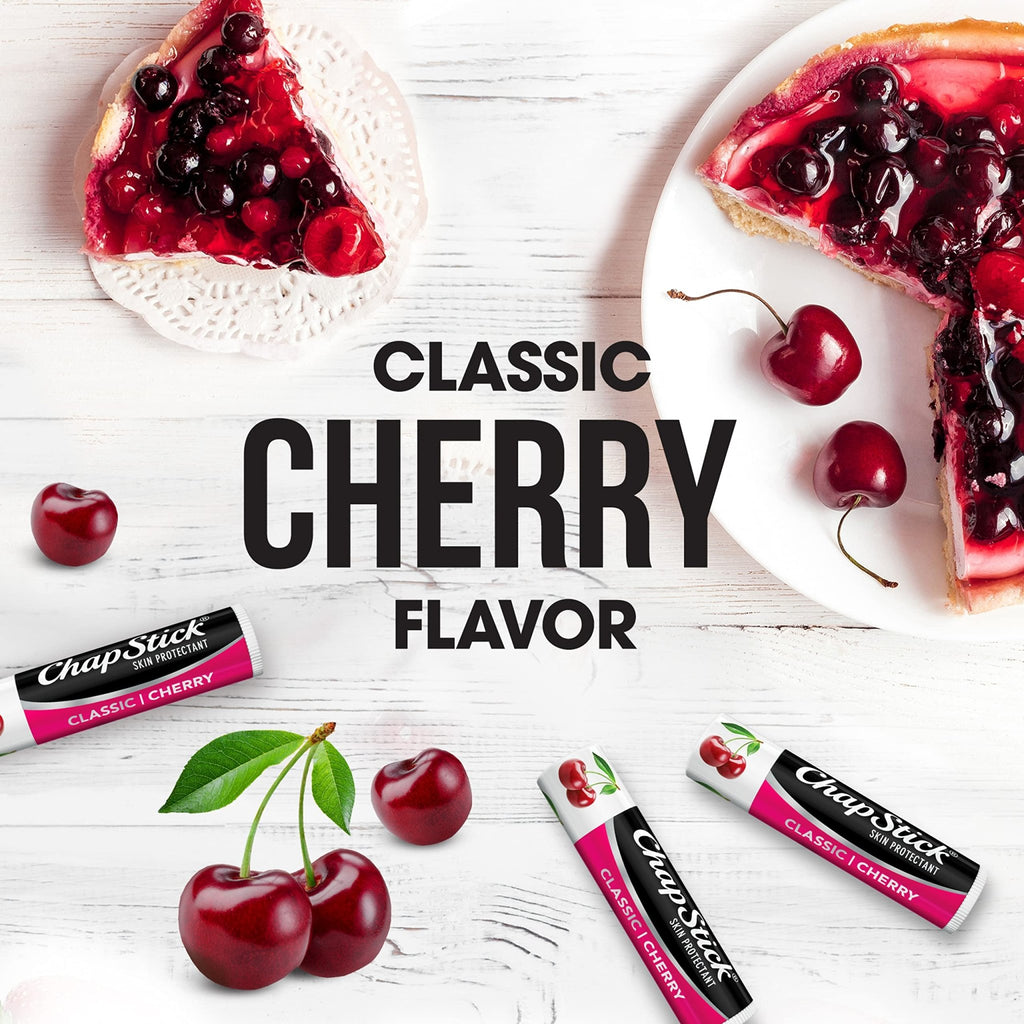 ChapStick Classic Skin Protectant Flavored Lip Balm Tube, Cherry Flavor, 0.15 Ounce (Pack of 3) - FENGGESTORE20