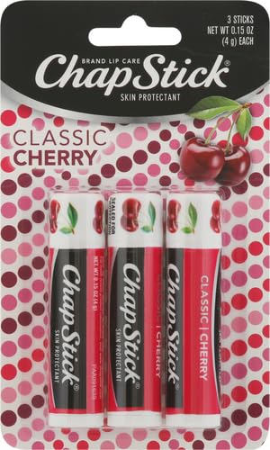 ChapStick Classic Skin Protectant Flavored Lip Balm Tube, Cherry Flavor, 0.15 Ounce (Pack of 3) - FENGGESTORE20