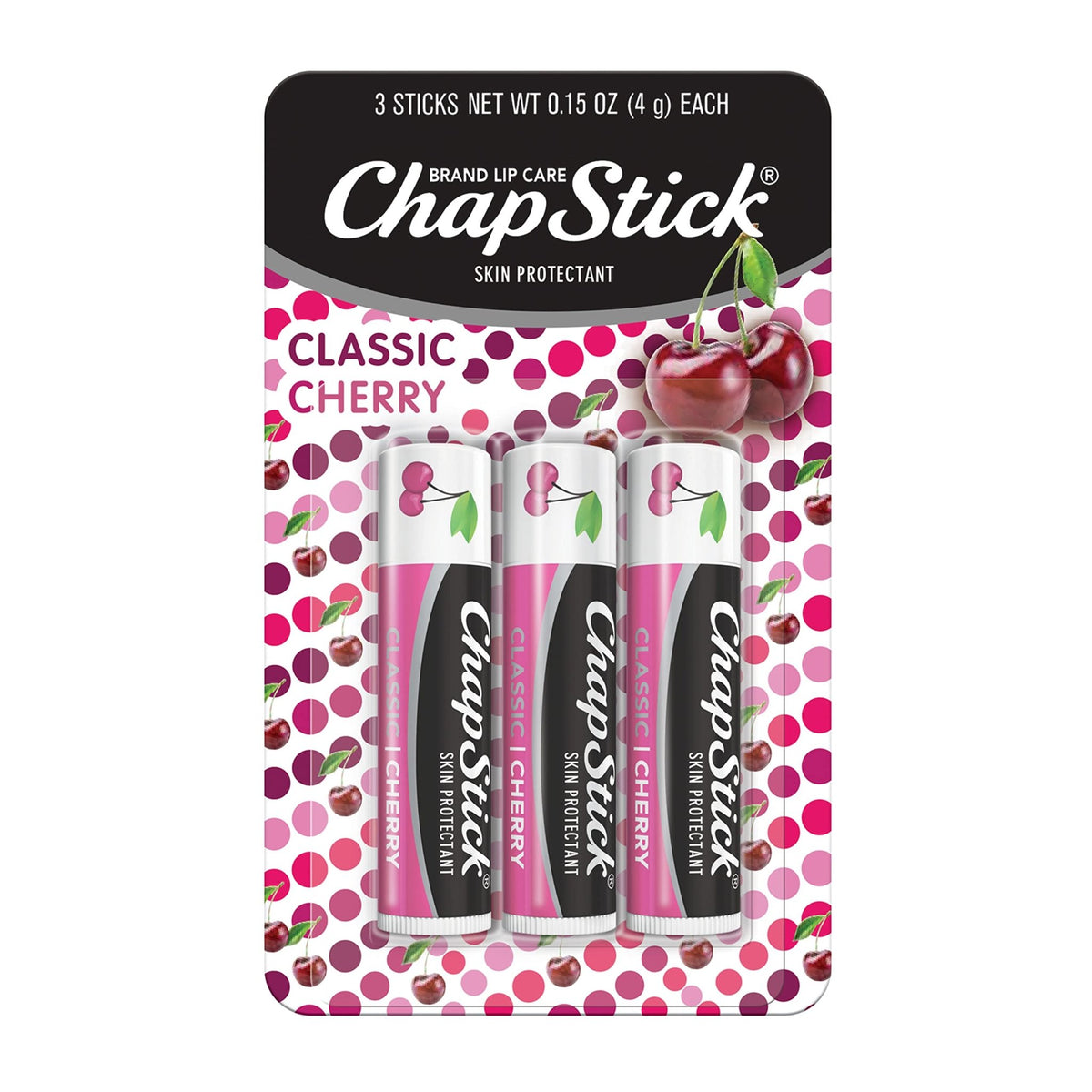 ChapStick Classic Skin Protectant Flavored Lip Balm Tube, Cherry Flavor, 0.15 Ounce (Pack of 3) - FENGGESTORE20