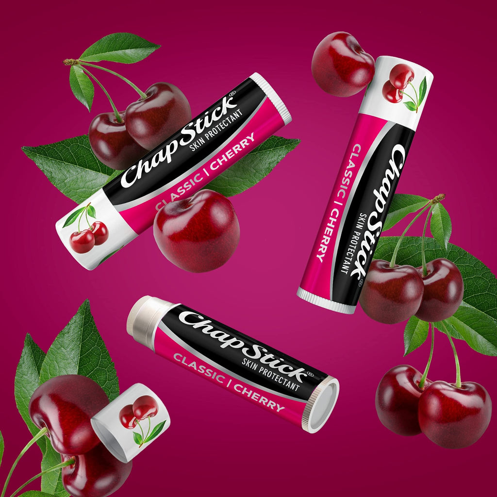 ChapStick Classic Skin Protectant Flavored Lip Balm Tube, Cherry Flavor, 0.15 Ounce (Pack of 3) - FENGGESTORE20
