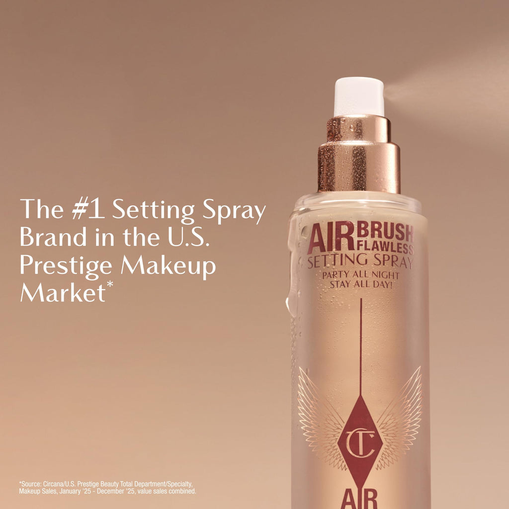 Charlotte Tilbury Airbrush Flawless Setting Spray - Ultra-Fine Hydrating Mist to Prime & Set Face Makeup For Up to 16Hr - Soothes, Blurs Pores & Calms Skin (100ml) - FENGGESTORE20
