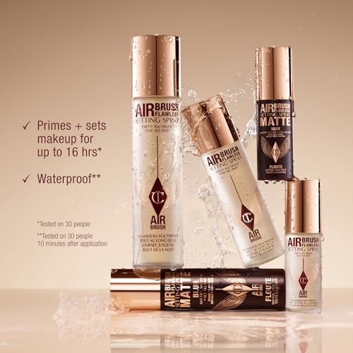 Charlotte Tilbury Airbrush Flawless Setting Spray - Ultra-Fine Hydrating Mist to Prime & Set Face Makeup For Up to 16Hr - Soothes, Blurs Pores & Calms Skin (100ml) - FENGGESTORE20