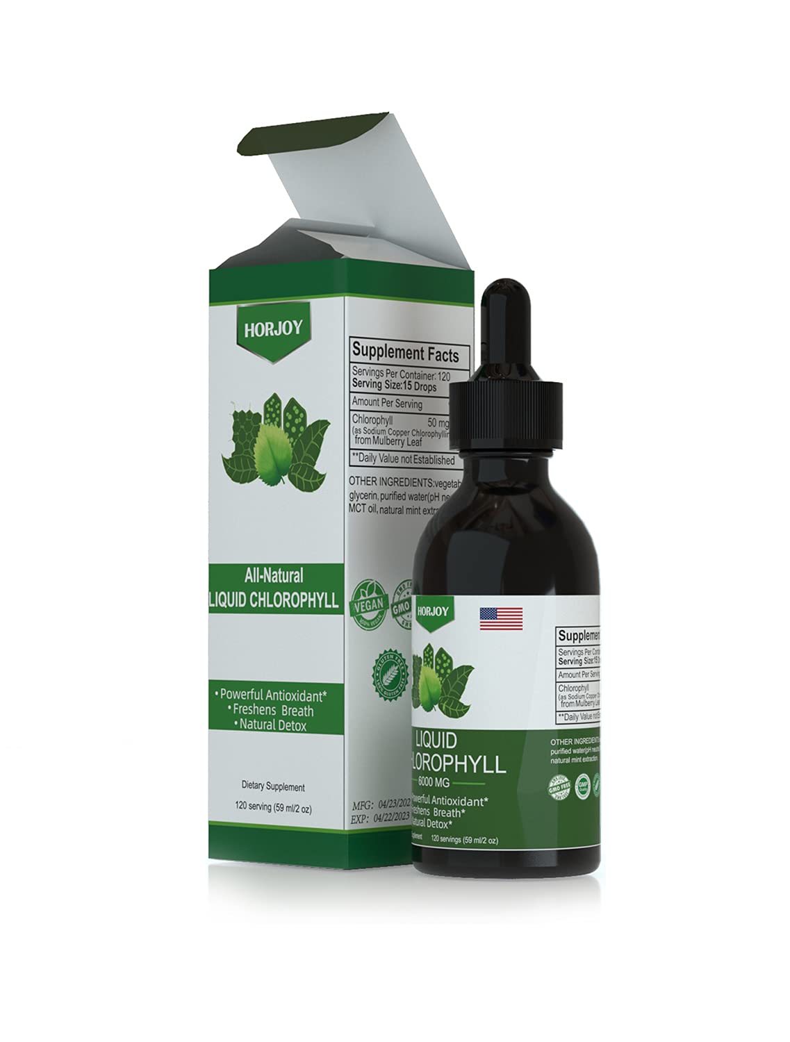Chlorophyll Liquid Drops - 100% Natural Energy Booster and Immune Support - Internal Deodorant and Detox - Altitude Sickness Relief - Fast Absorption - FENGGESTORE20