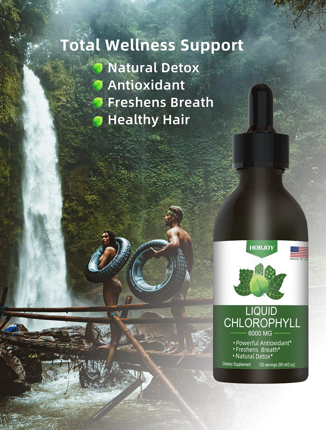 Chlorophyll Liquid Drops - 100% Natural Energy Booster and Immune Support - Internal Deodorant and Detox - Altitude Sickness Relief - Fast Absorption - FENGGESTORE20