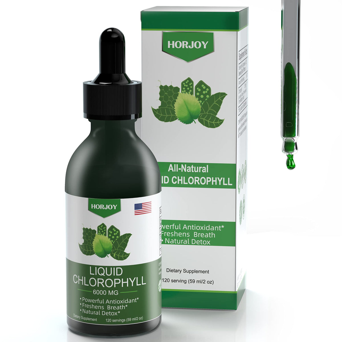 Chlorophyll Liquid Drops - 100% Natural Energy Booster and Immune Support - Internal Deodorant and Detox - Altitude Sickness Relief - Fast Absorption - FENGGESTORE20
