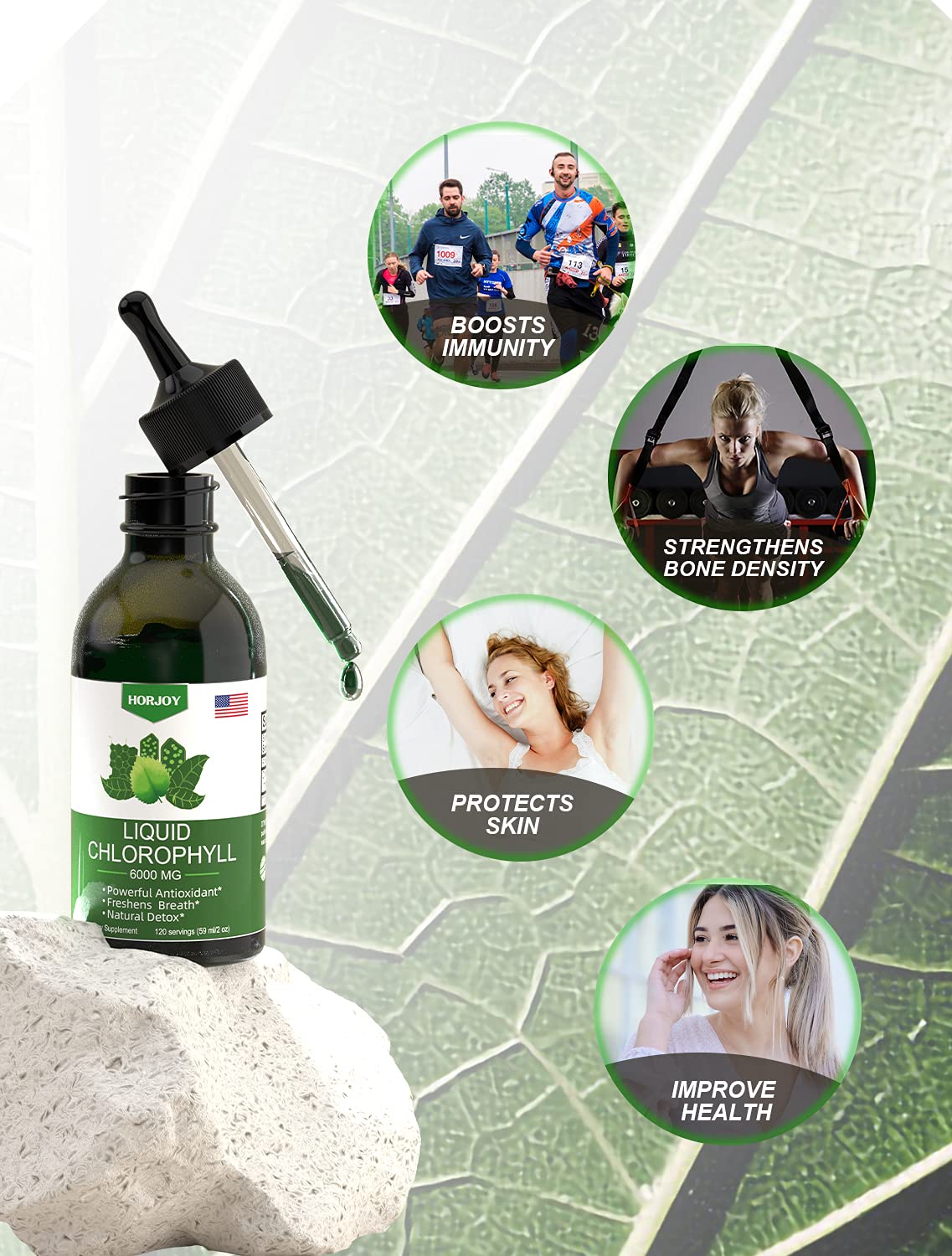 Chlorophyll Liquid Drops - 100% Natural Energy Booster and Immune Support - Internal Deodorant and Detox - Altitude Sickness Relief - Fast Absorption - FENGGESTORE20