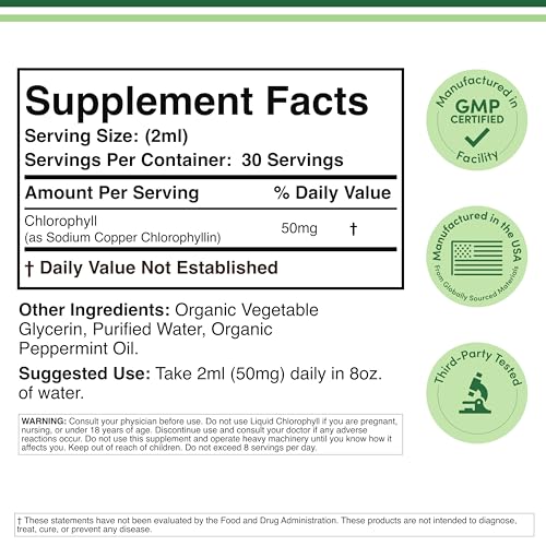 Chlorophyll Liquid Drops - for Digestion, Gut Health, Energy and Detox - Vegan Safe - FENGGESTORE20