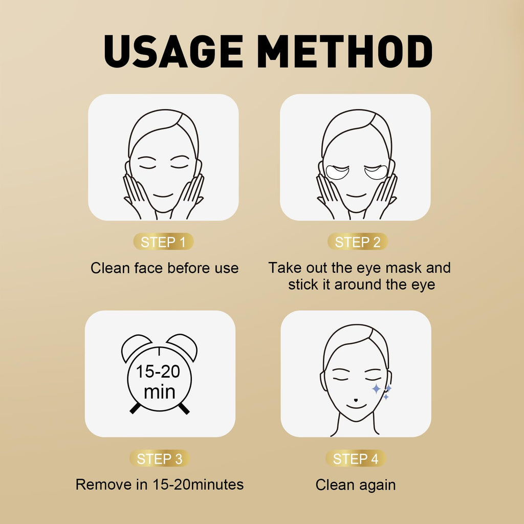 CHMI Under Eye Patches (50 Pairs) - 24K Gold Eye Patches for Puffy Eyes, Dark Circles, EyeBags and Wrinkles - FENGGESTORE20