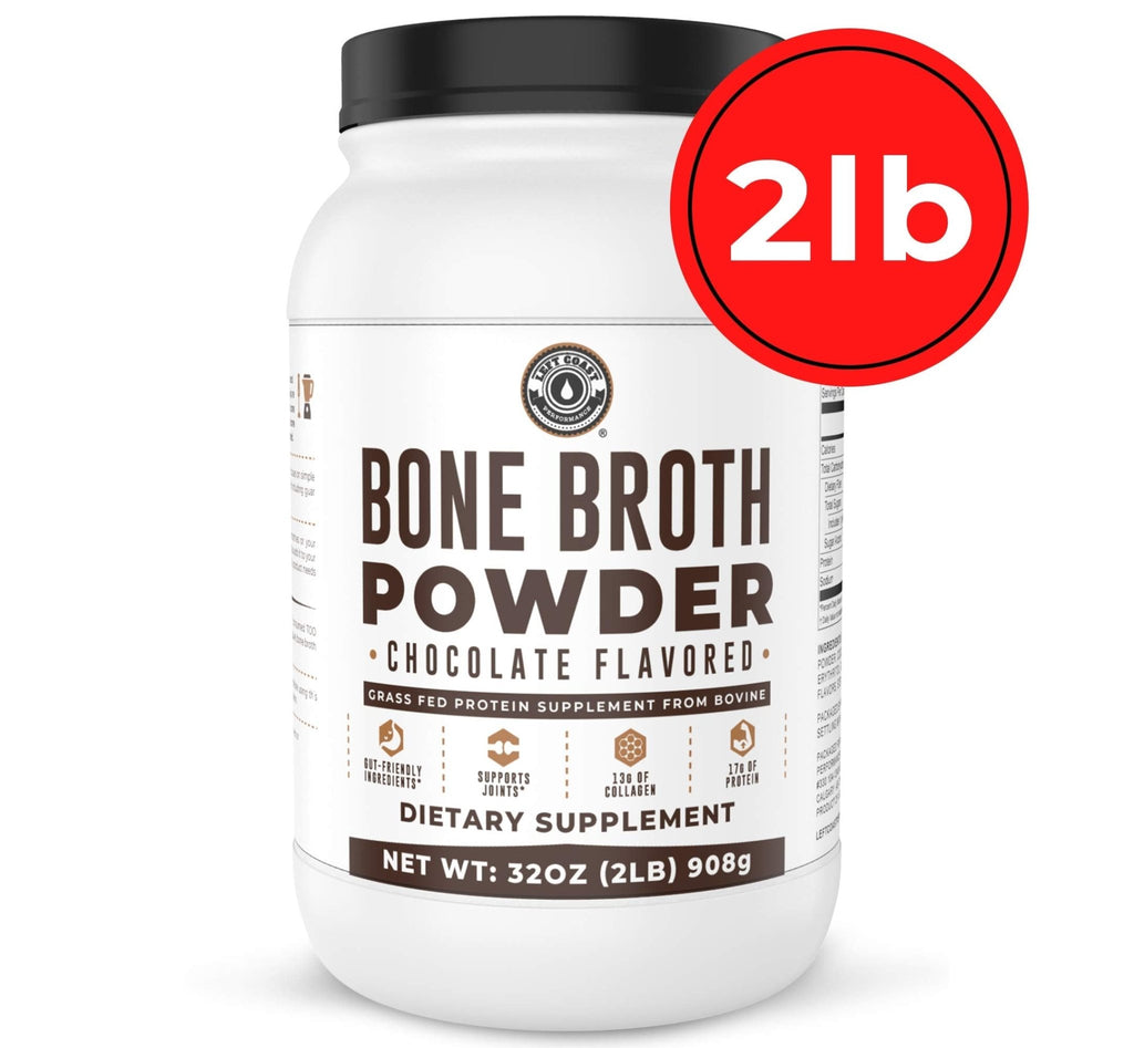 Chocolate Bone Broth Protein Powder - 100% Grass Fed Beef Bone Broth with 16g Protein & 13g Collagen per Serving - Great for Shakes & Hot Chocolate - Keto Friendly Low Carb - FENGGESTORE20