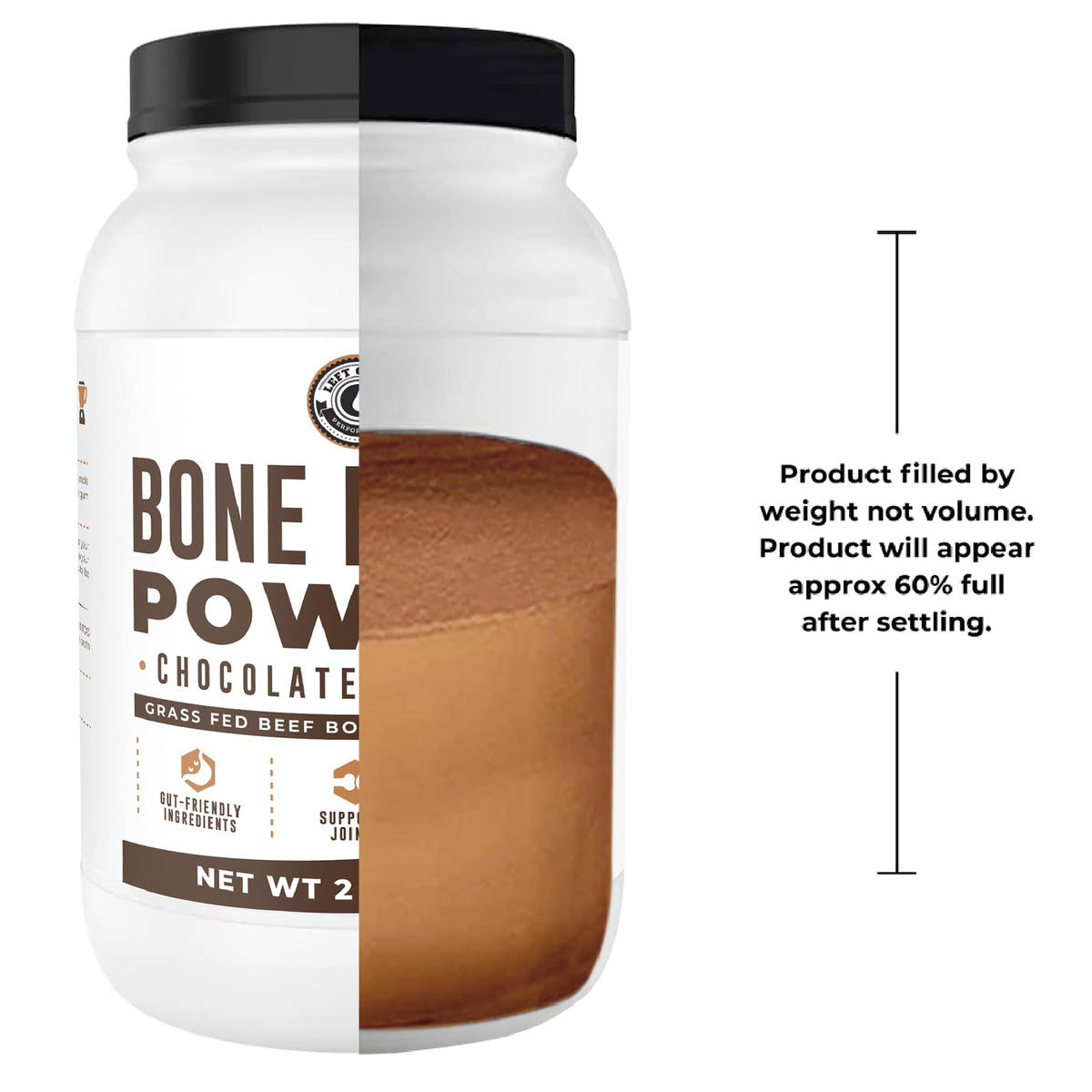 Chocolate Bone Broth Protein Powder - 100% Grass Fed Beef Bone Broth with 16g Protein & 13g Collagen per Serving - Great for Shakes & Hot Chocolate - Keto Friendly Low Carb - FENGGESTORE20
