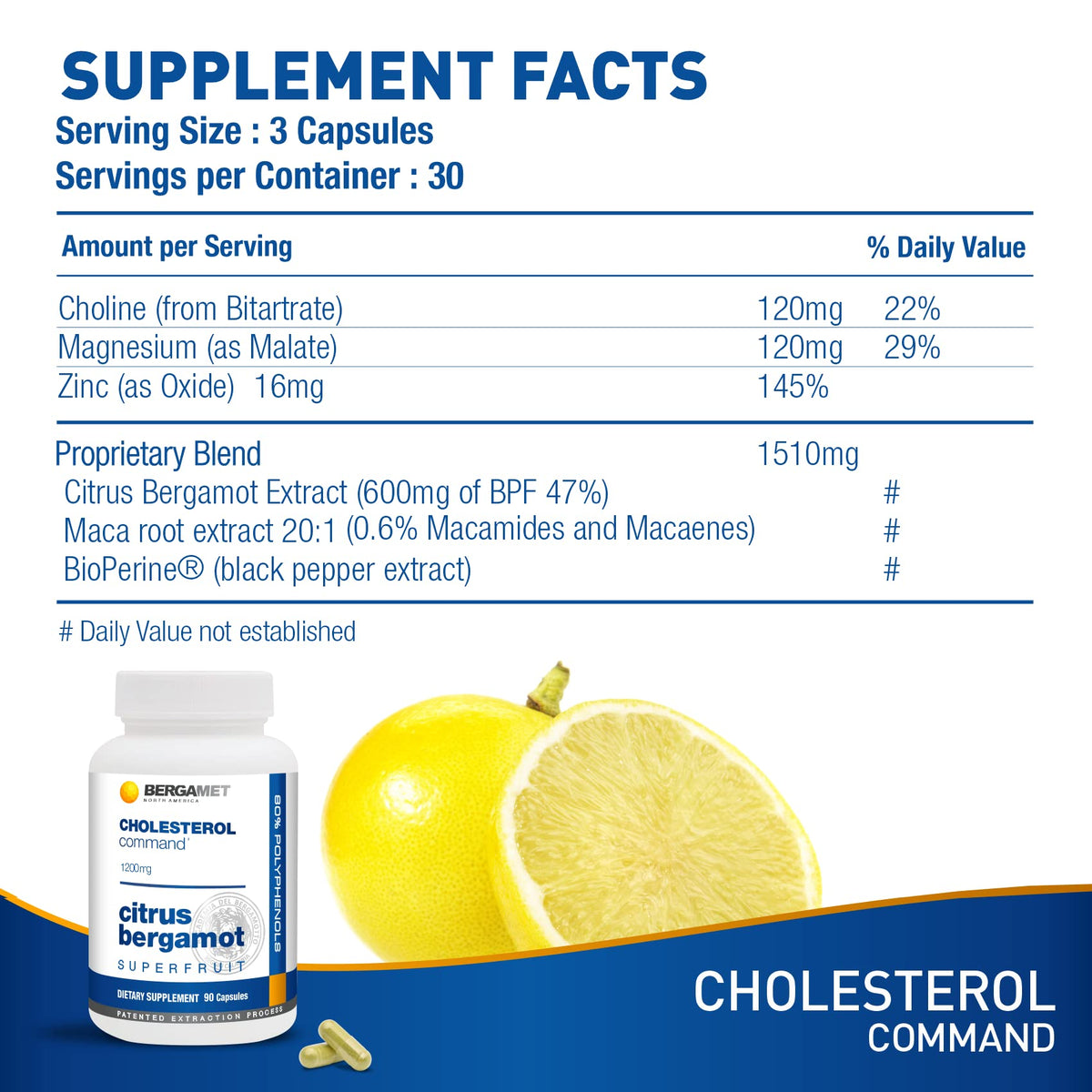 Cholesterol Command, Citrus Bergamot SuperFruit Supplement, 47% Bergamot Polyphenol Fraction (BPF) Patented Formula, - FENGGESTORE20