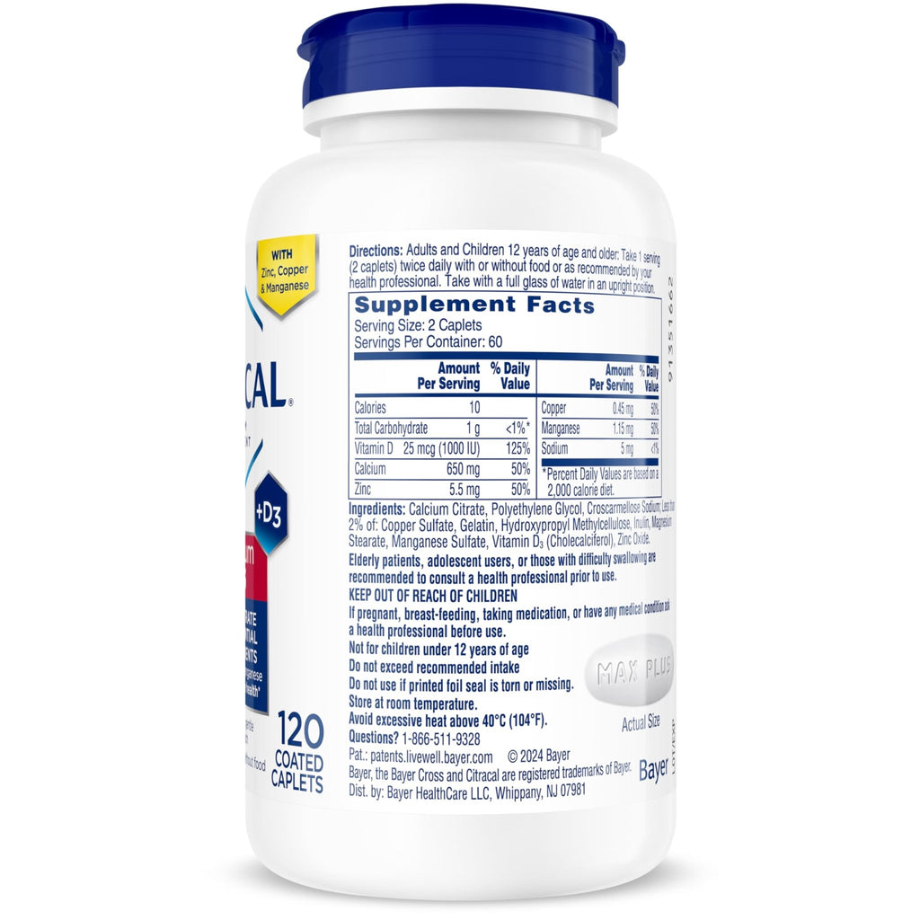 Citracal Maximum Plus Calcium Supplement - Calcium Citrate with Vitamin D3, Zinc, & Essential Minerals for Bone Health Support - FENGGESTORE20