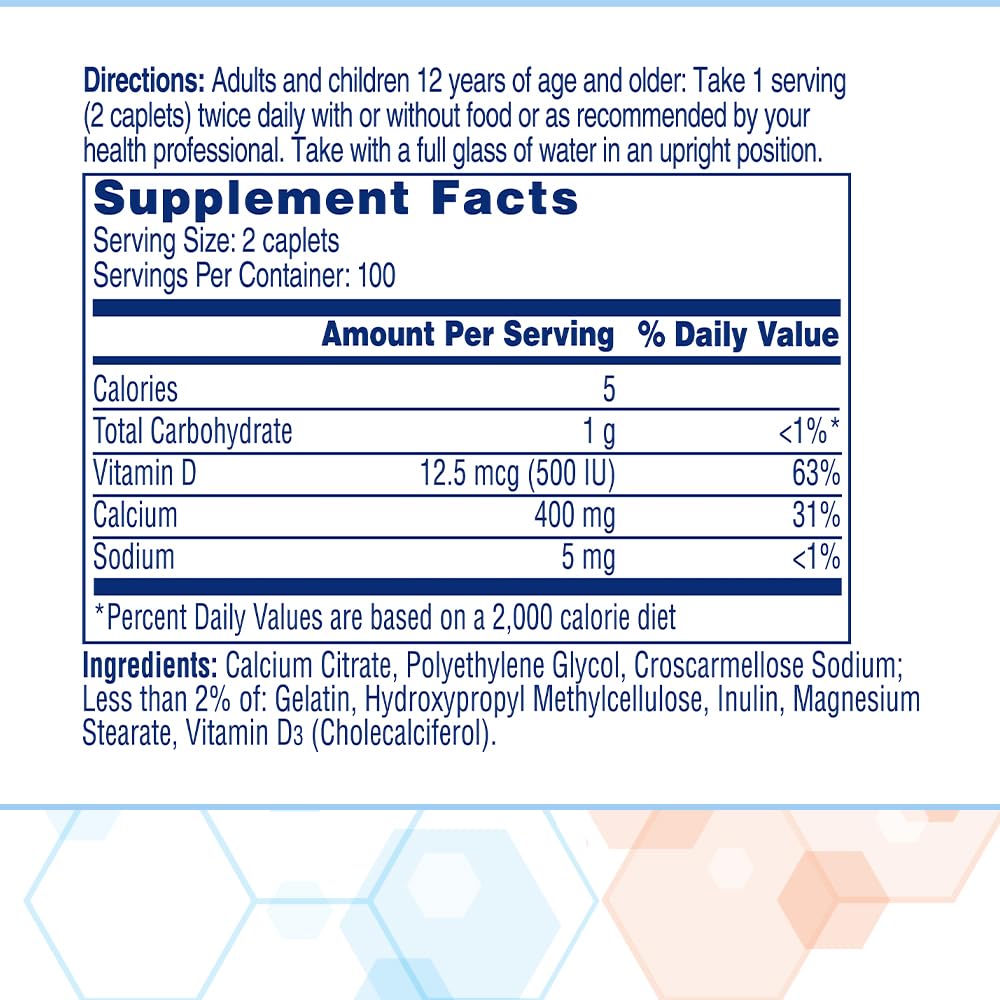 Citracal Petites, 400 mg Calcium Citrate, Easily Absorbed and Highly Soluble with 12.5 mcg - FENGGESTORE20