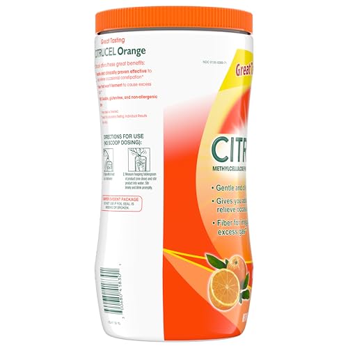 CITRUCEL Fiber Powder for Occasional Constipation Relief, Methylcellulose Fiber Powder, Orange Flavor - 30 Ounces - FENGGESTORE20
