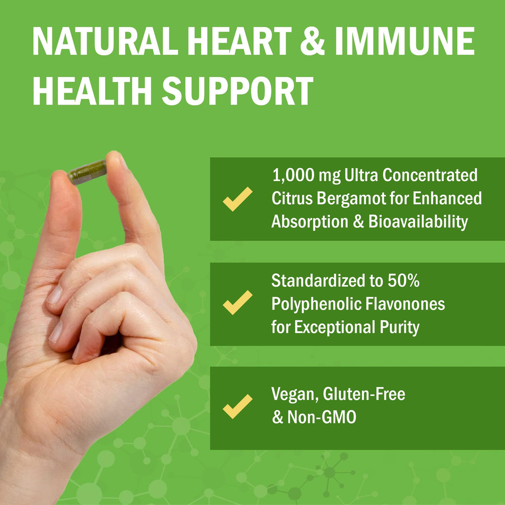 Citrus Bergamot 1000mg - Citrus Bergamot Supplement for Cholesterol and Heart Health - Ultra Concentrated from Fresh Fruit for Enhanced Absorption - Vegan, Non-GMO, Gluten-Free - 120 Mini Capsules - FENGGESTORE20