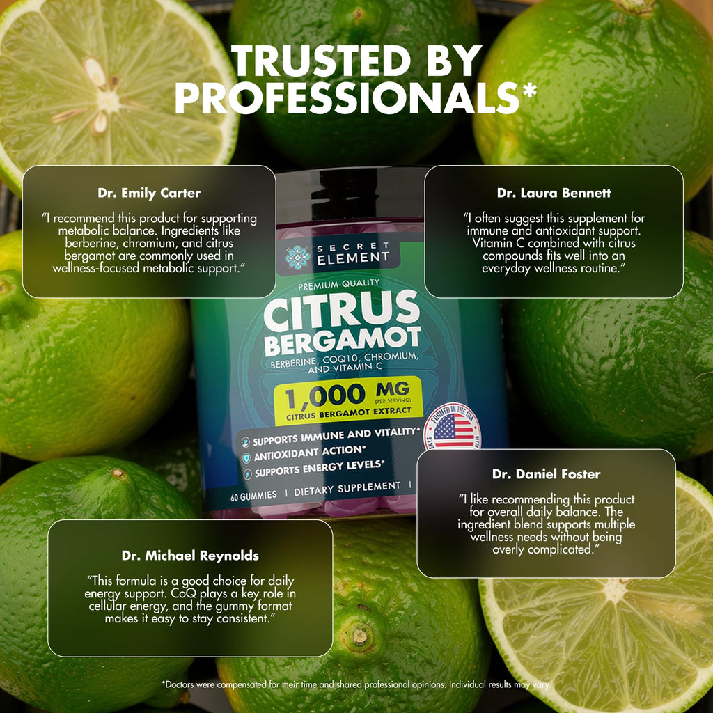 Citrus Bergamot 1000MG Gummies for Women and Men, Citrus Bergamot Extract with Berberine, CoQ10, Chromium & Vitamin C, Metabolic & Antioxidant Support, - FENGGESTORE20