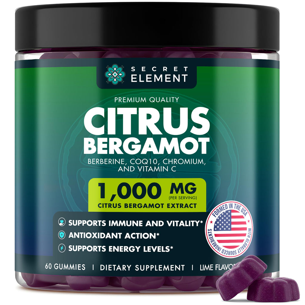 Citrus Bergamot 1000MG Gummies for Women and Men, Citrus Bergamot Extract with Berberine, CoQ10, Chromium & Vitamin C, Metabolic & Antioxidant Support, - FENGGESTORE20