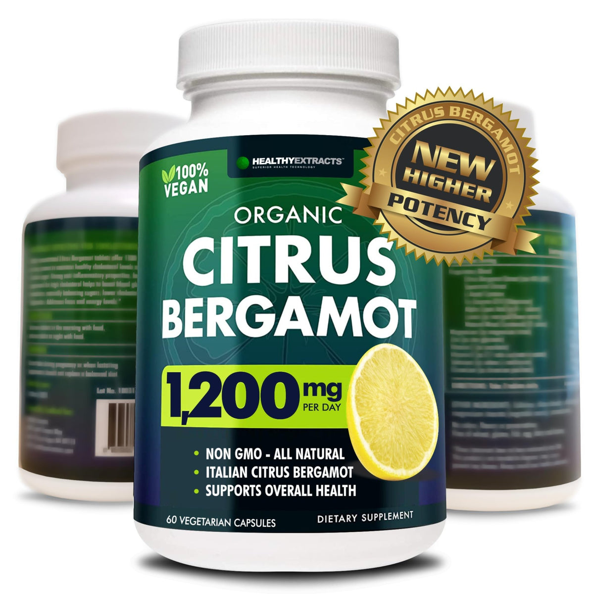 Citrus Bergamot Supplement – 150:1 Extract, 1200mg per Serving, 70% Polyphenols, Italian Sourced, 60 Count, 1 Month Supply, Made in the USA - FENGGESTORE20