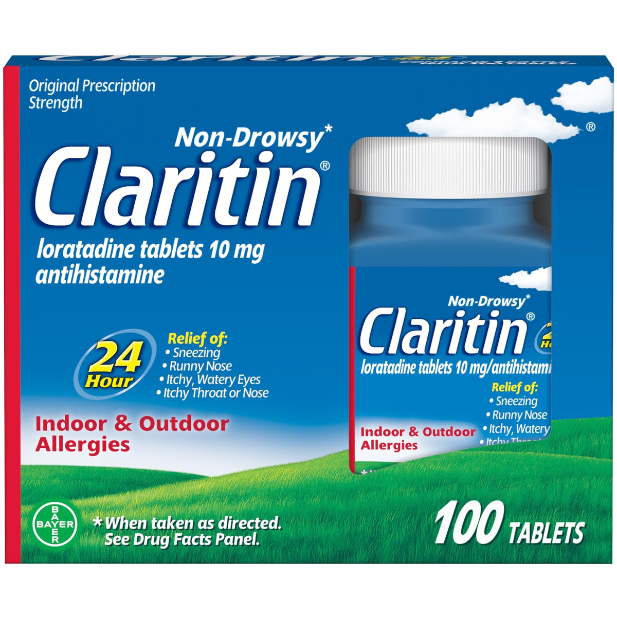 Claritin Allergy Medicine for Adults, 24-Hour Non-Drowsy Loratadine 10mg Pills, Antihistamine, 100 Tablets - FENGGESTORE20