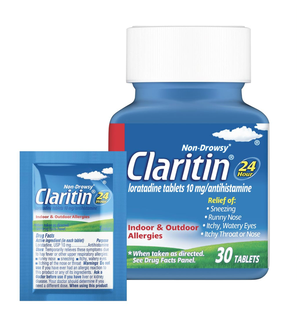 Claritin Allergy Medicine for Adults, 24-Hour Non-Drowsy Loratadine 10mg Pills, Antihistamine, 30 Tablets + 1ct On-The-Go Relief - FENGGESTORE20